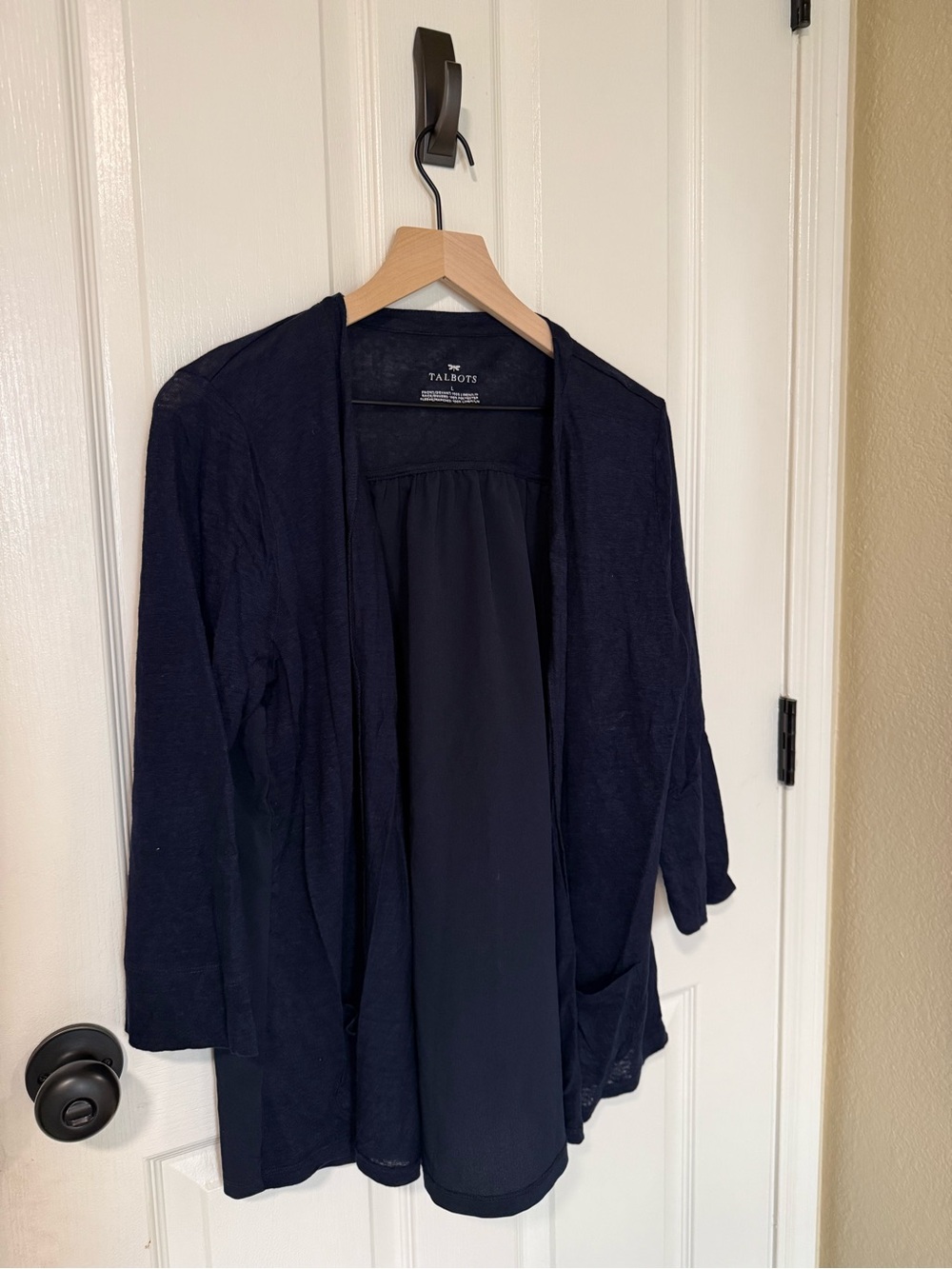 TALBOTS Navy Open-Front Lightweight Women's Cardigan